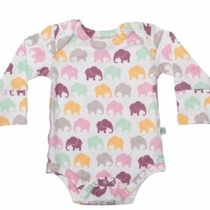 Long Sleeved Onesie - Lavender Elephant